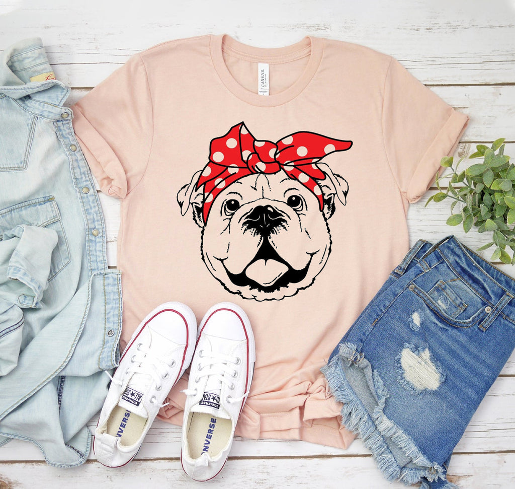 Bandana Bulldog T-shirt - Bulldogs are love!