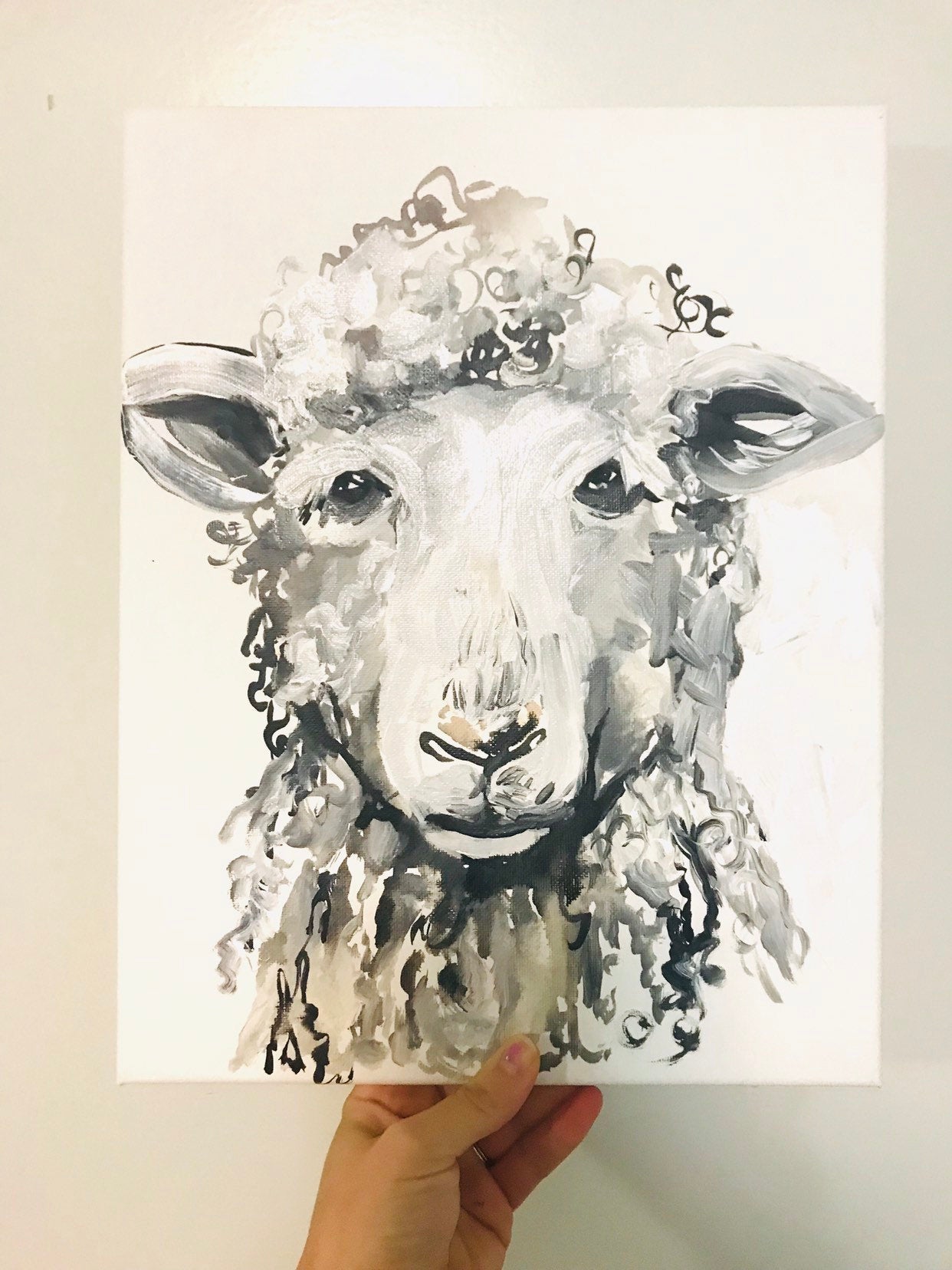 Sheep print! Home decor art print sheep painting 11x14in